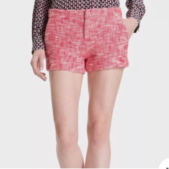 Joie Merci Cotton Blend Tweed Shorts Cherry/White with Pockets size 6 New - Picture 1 of 4
